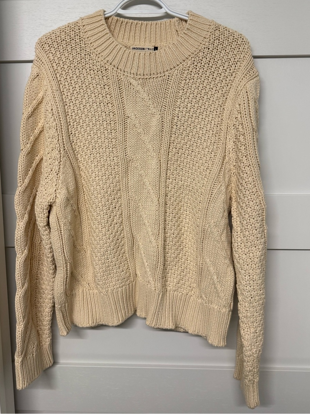 Jackson Rowe Cable-Stitch Crewneck Sweater - Cream